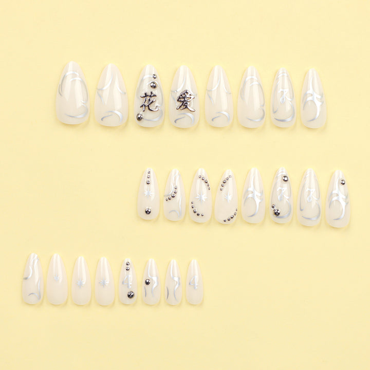 Artistic acrylic nails with elegant glitter patterns Stornfield