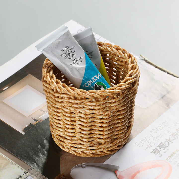 Handcrafted Round Wicker Storage Basket Stornfield