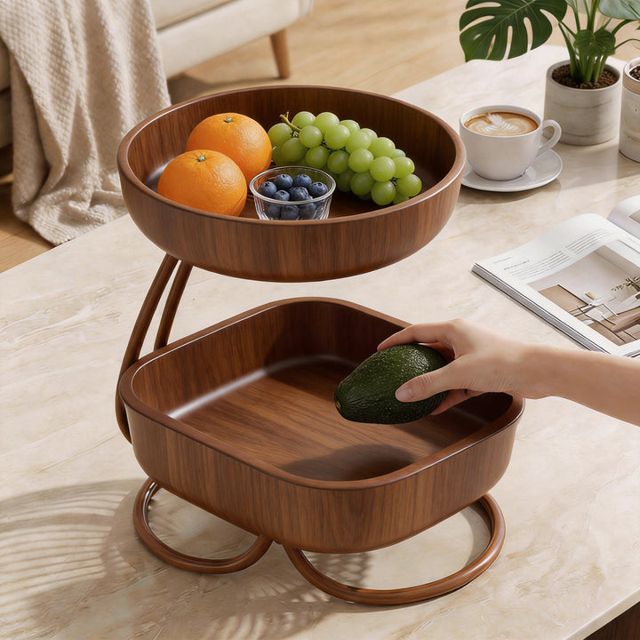 Tiered Metal Fruit Bowl Stand with Open Wire Ventilated Design