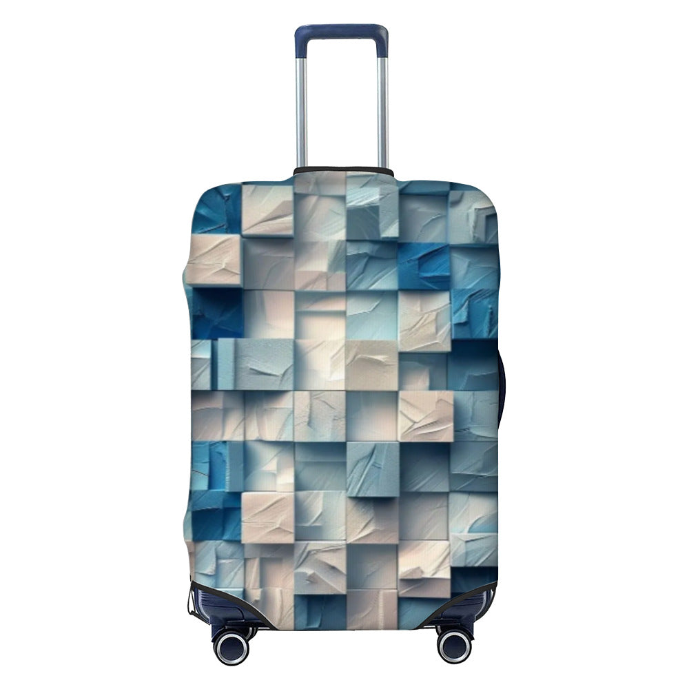 Unisex nan elastic luggage cover with geometric design, stretchable polyester-spandex fabric, zipper opening and non-slip inner securement for trolley Stornfield