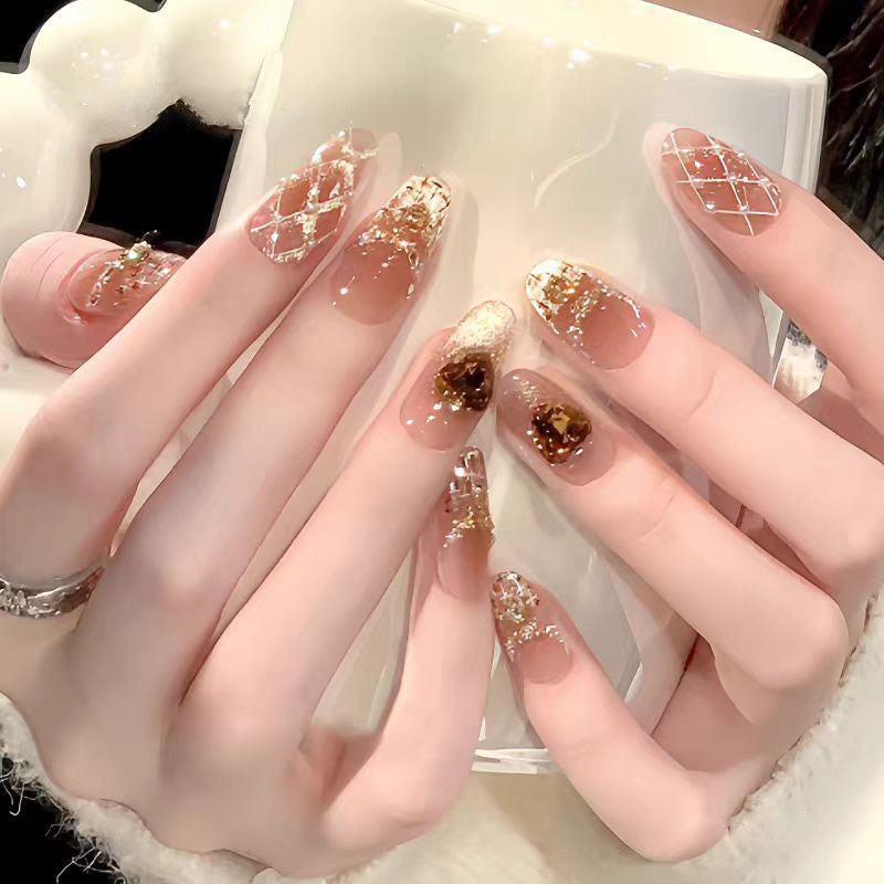 Decorative Long Stiletto Press-On Nails with Floral Designs Stornfield