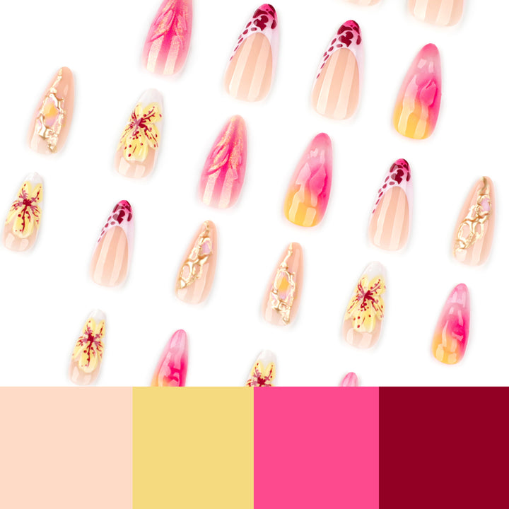 Artistic Nail Extensions with Flower and Ombre Design Stornfield