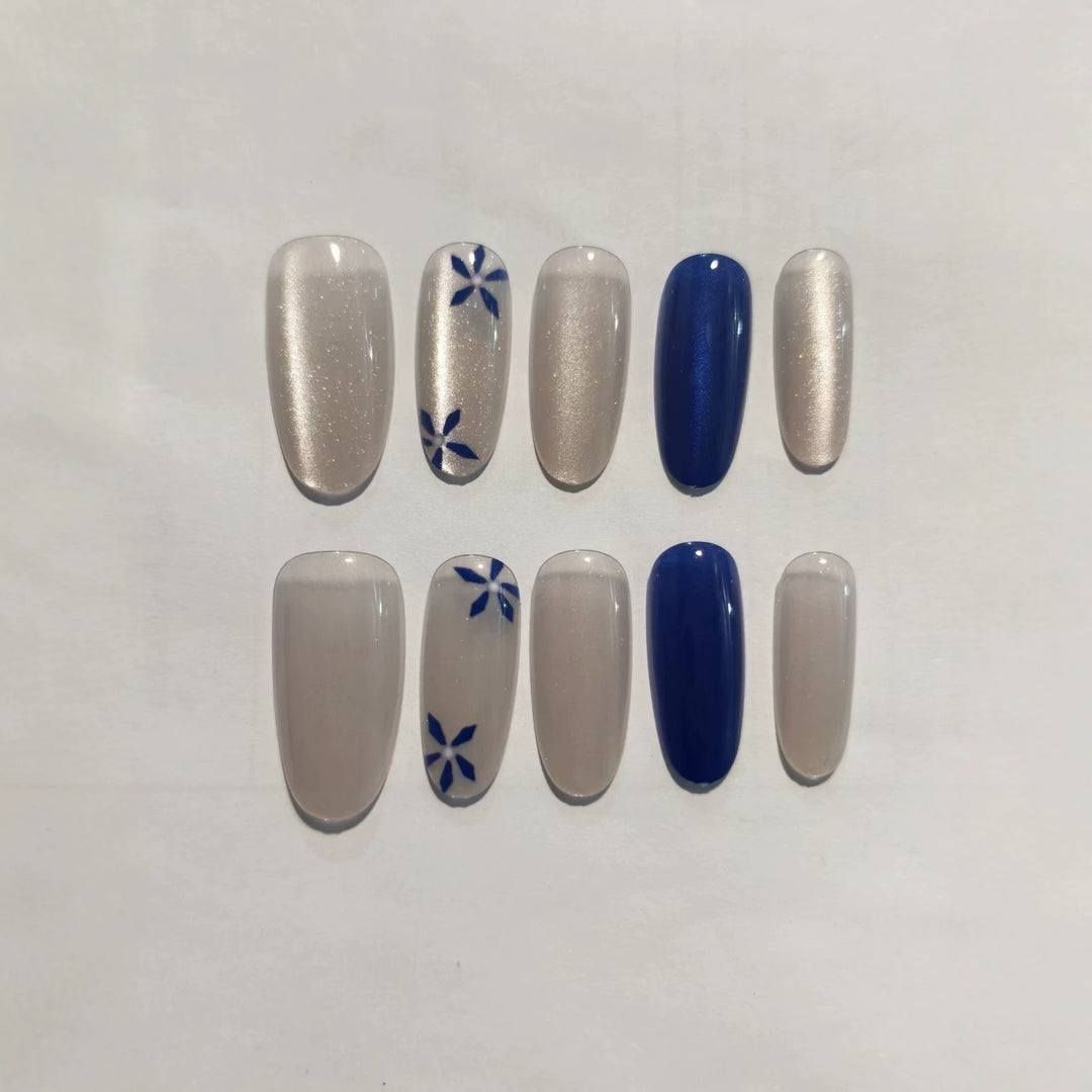 Artistic Floral-Inspired Press-On Nail Set Stornfield