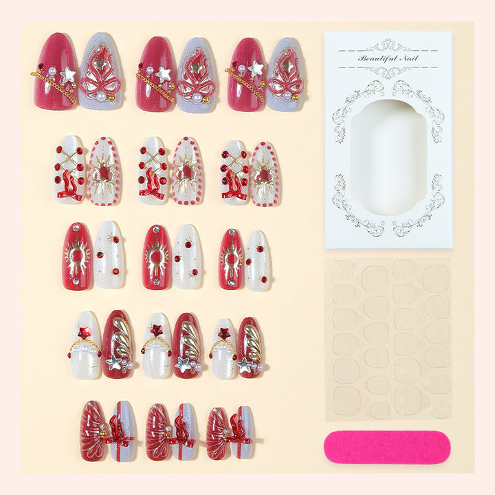Artificial nail set with festive Christmas and glamour designs Stornfield