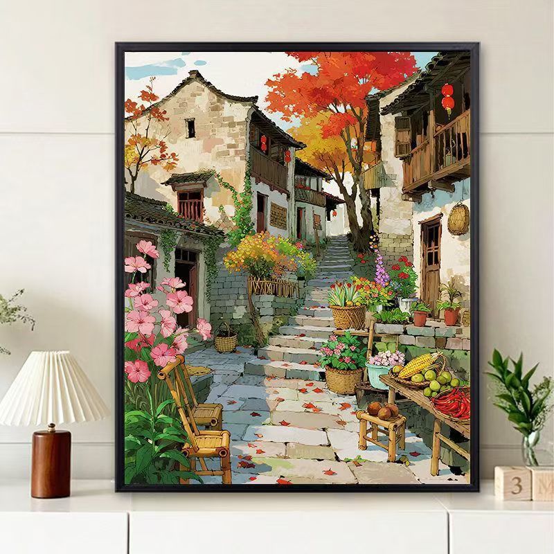 Scenic Village Landscape Art Print Stornfield