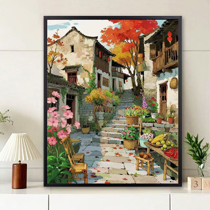 Scenic Village Landscape Art Print Stornfield