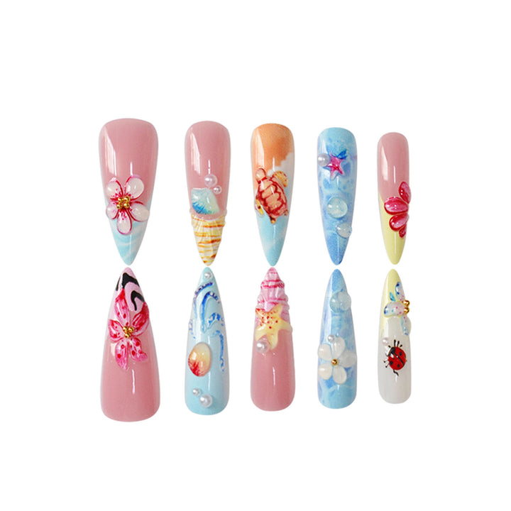 Creative Ocean-Themed Nail Art Extensions Stornfield