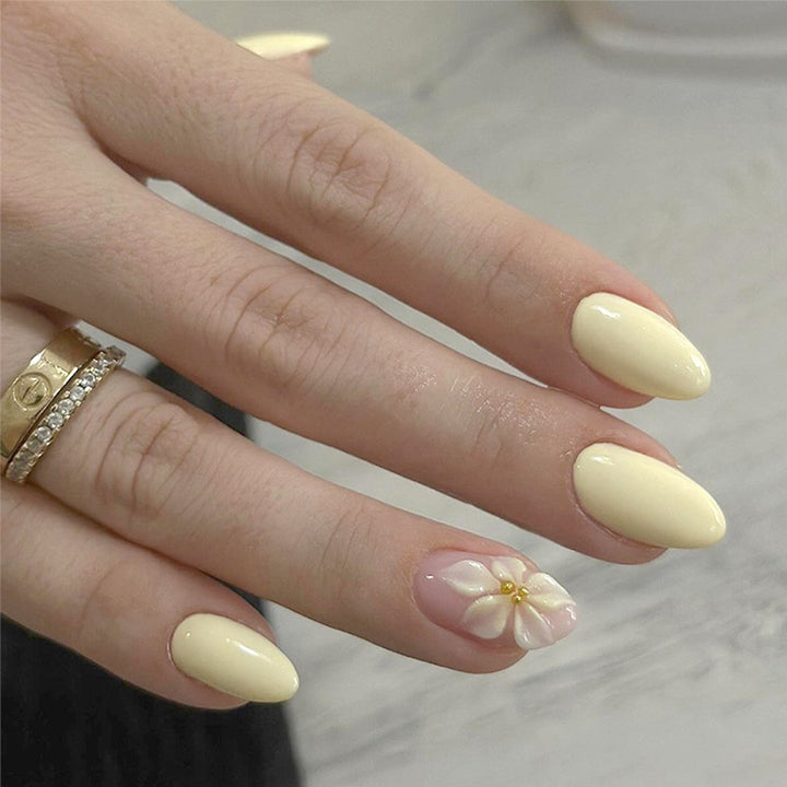 Elegant Floral Bow Press-On Nail Tips Stornfield