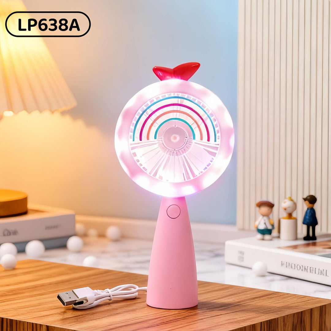Women Portable USB Hand Fan with LED Lighting Stornfield