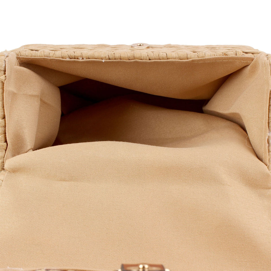 Handbag Made of Handwoven Natural Material with Stylish Leather Closure Stornfield