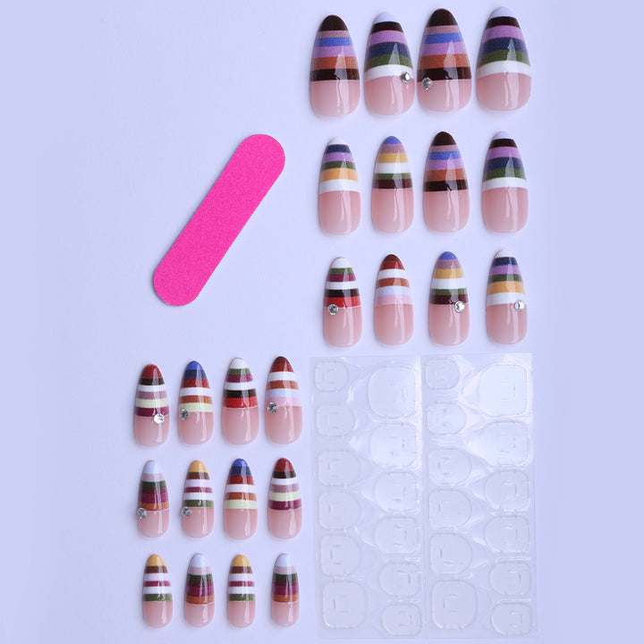 Artificial Nails in Modern Stripe Design Stornfield