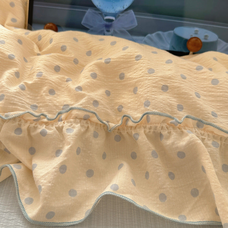 Charming Polka Dot Ruffled Comforter Set