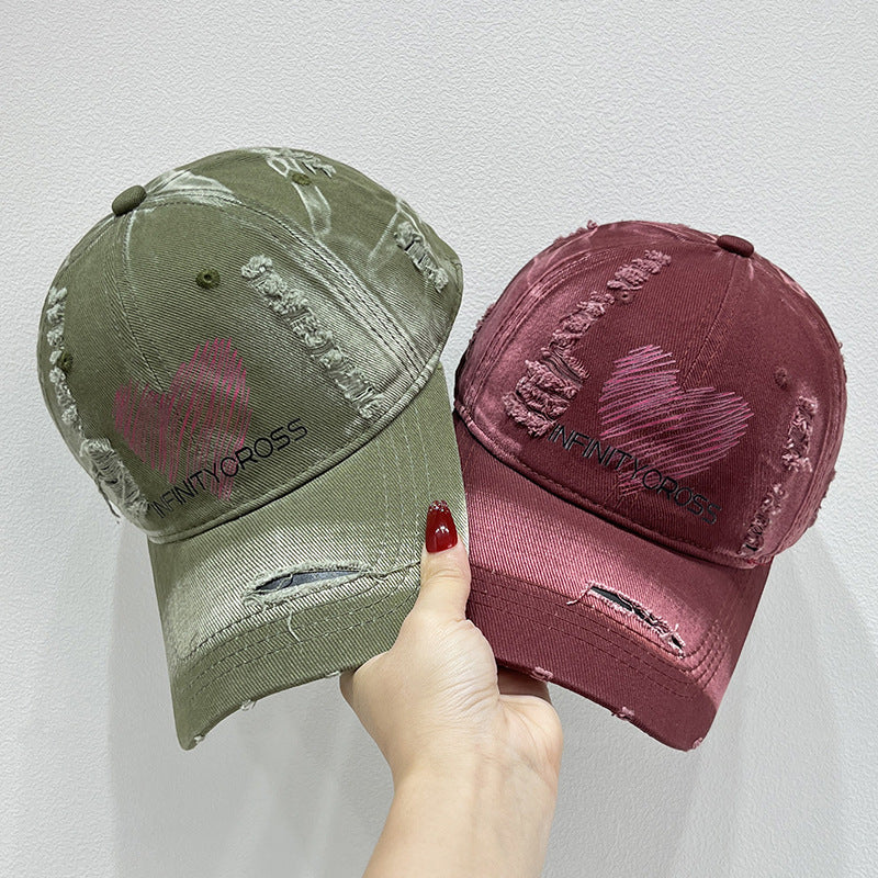 Women's Distressed Heart Embroidered Baseball Cap Stornfield