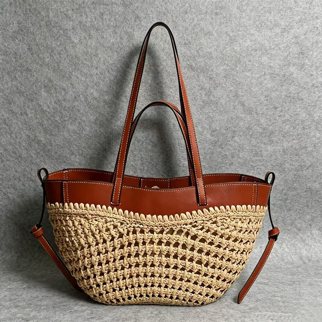 Braided shopping bag with high-quality leather trim Stornfield