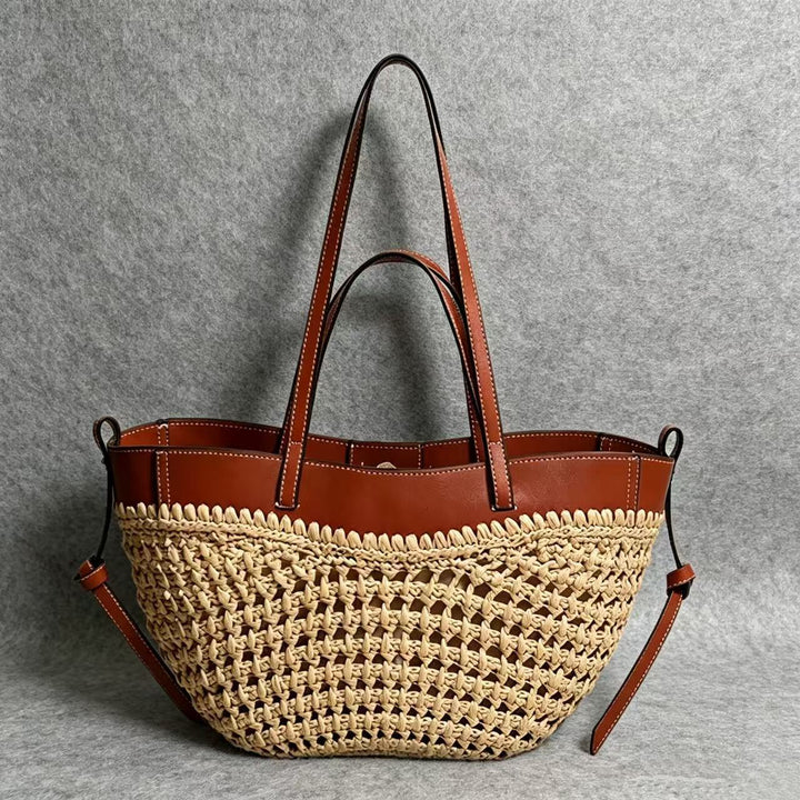 Braided shopping bag with high-quality leather trim Stornfield