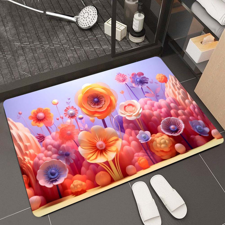 Floral Design Bath Mat