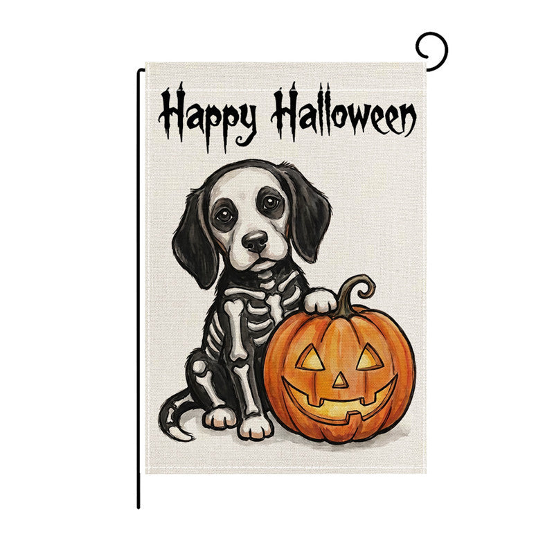 Heavy-Duty Halloween Spun-Polyester Decorative Yard Flag with Playful Ghosts and Jack-o'-Lanterns