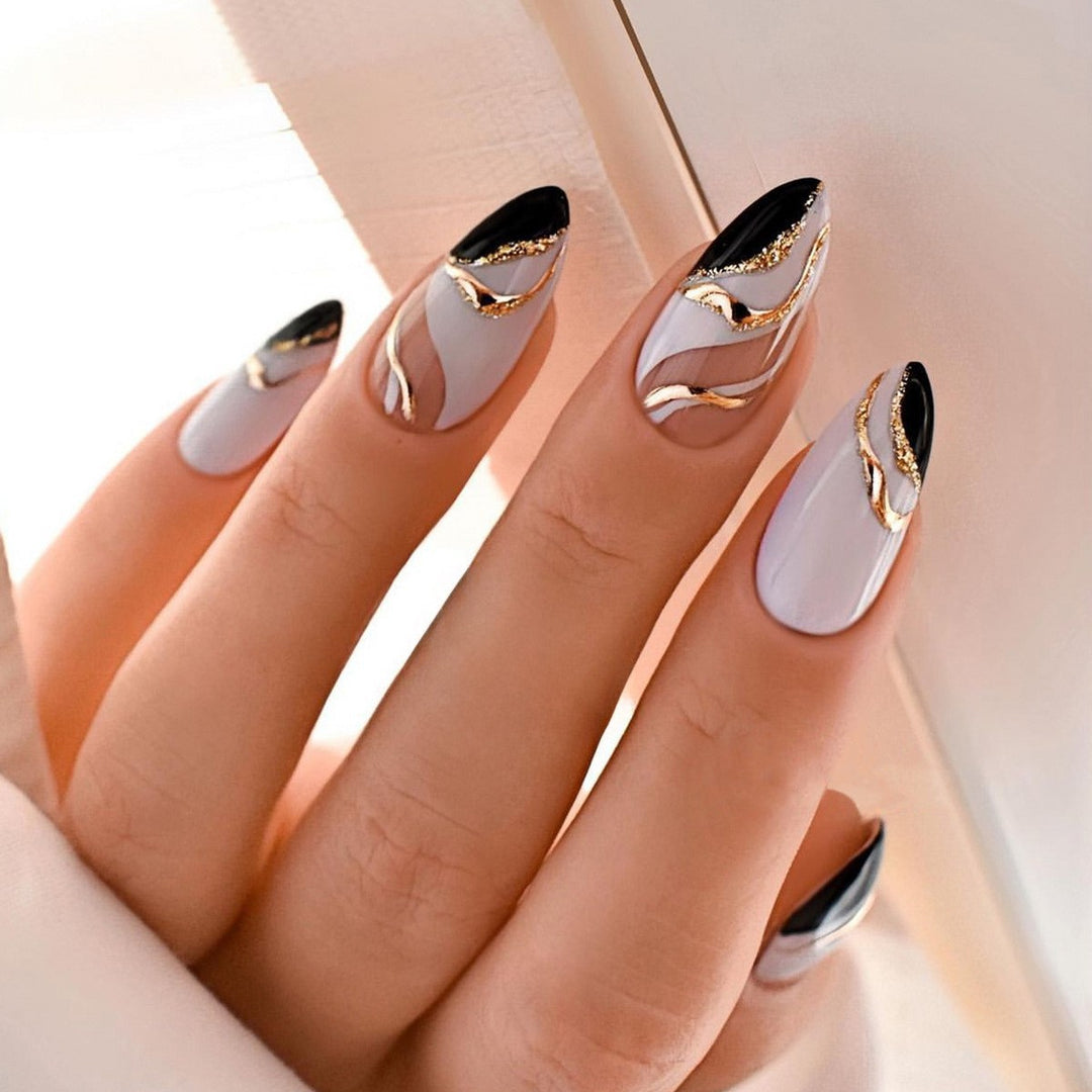 Creative nail art set with leopard pattern and glitter accents Stornfield