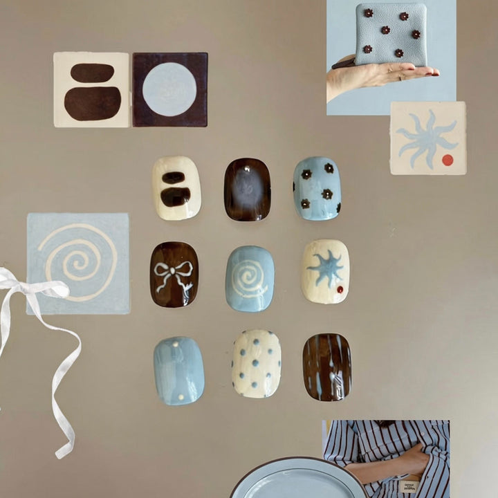 Artistic Cat-Themed Press-On Nail Art Set Stornfield