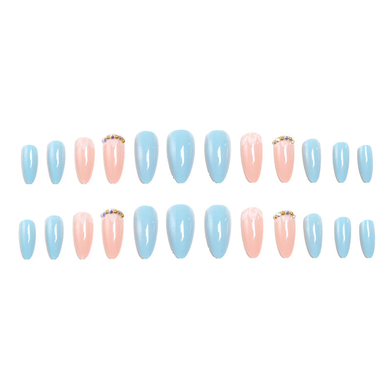 Artificial nails with elegant leaf patterns and rhinestone embellishments Stornfield
