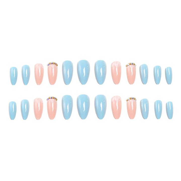 Artificial nails with elegant leaf patterns and rhinestone embellishments Stornfield