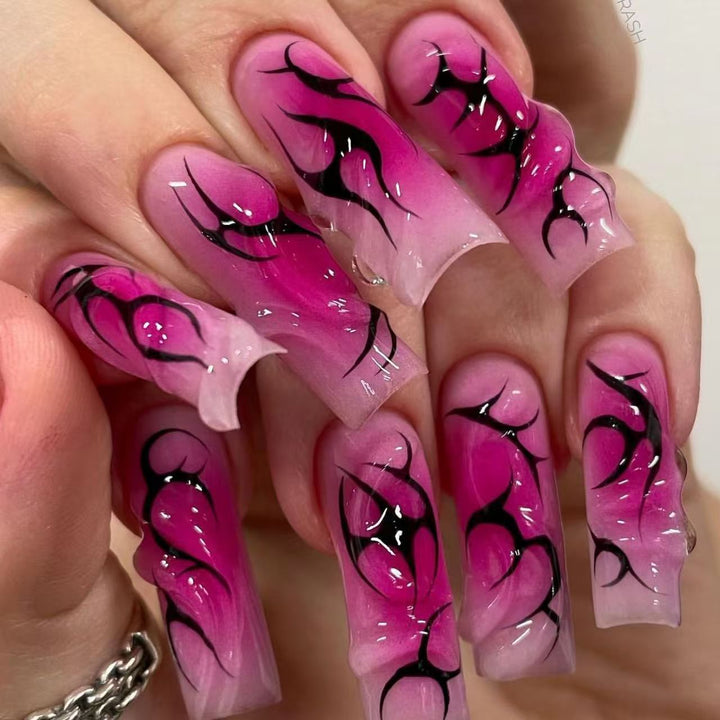 Artistic Nail Tips with Floral and Abstract Designs Stornfield 1788229281