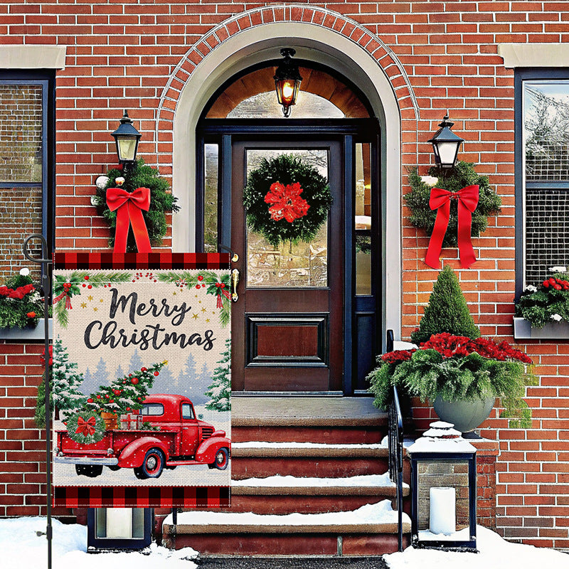 Outdoor Decorative Garden Flag Winter Lantern Poinsettia Design