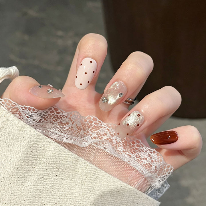 Premium Rhinestone-Embellished Press-On Nail Art Stornfield