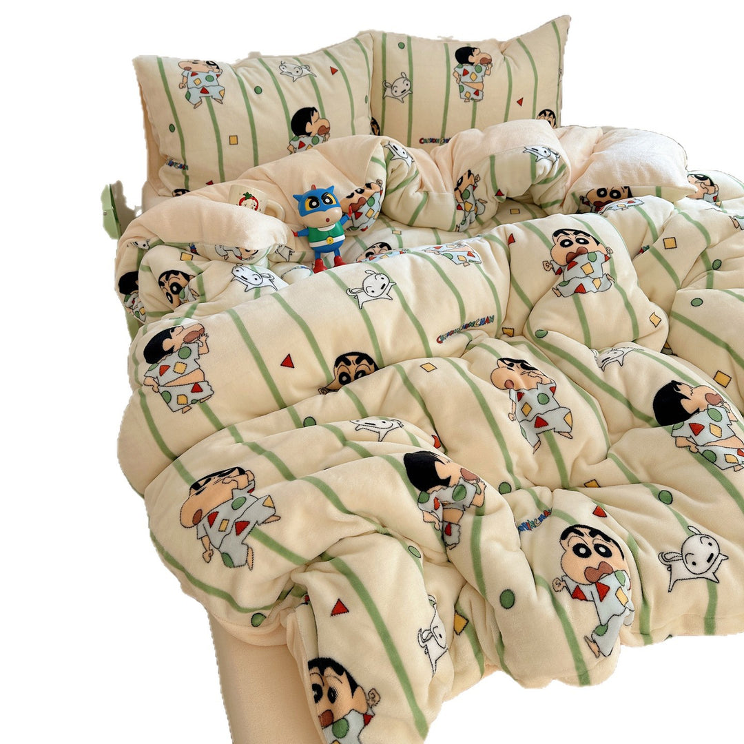Ultra-Soft Cartoon Plush Duvet Comforter Bed Set