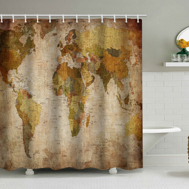 Vintage World Map Shower Curtain Stornfield