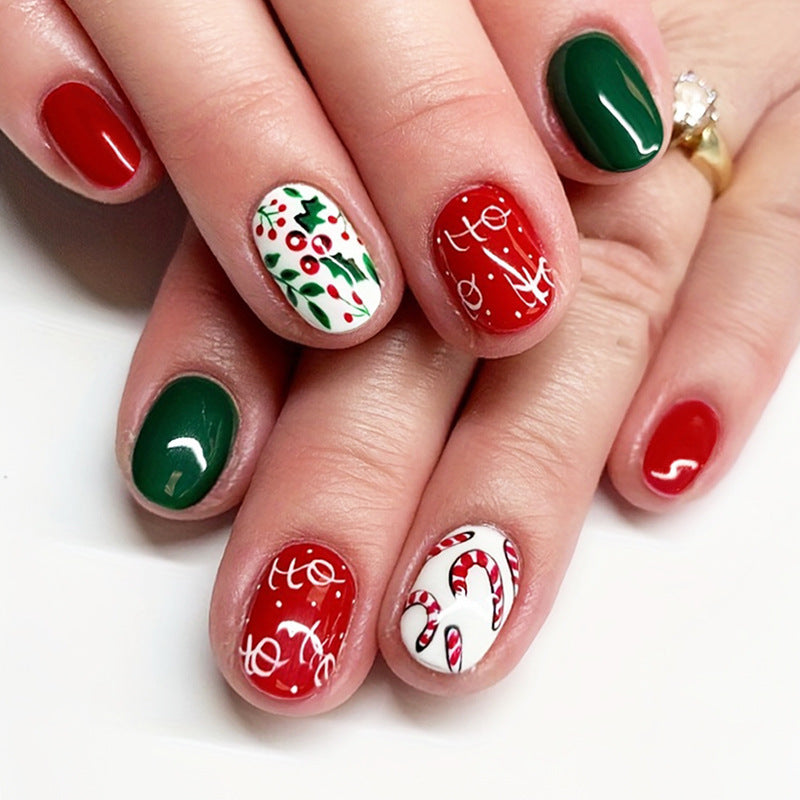 Artificial nail set with festive Christmas designs Stornfield