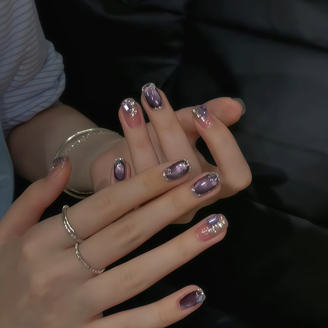 Glamorous nail tips with ombre effect and glitter Stornfield