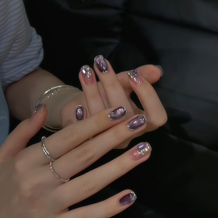 Glamorous nail tips with ombre effect and glitter Stornfield