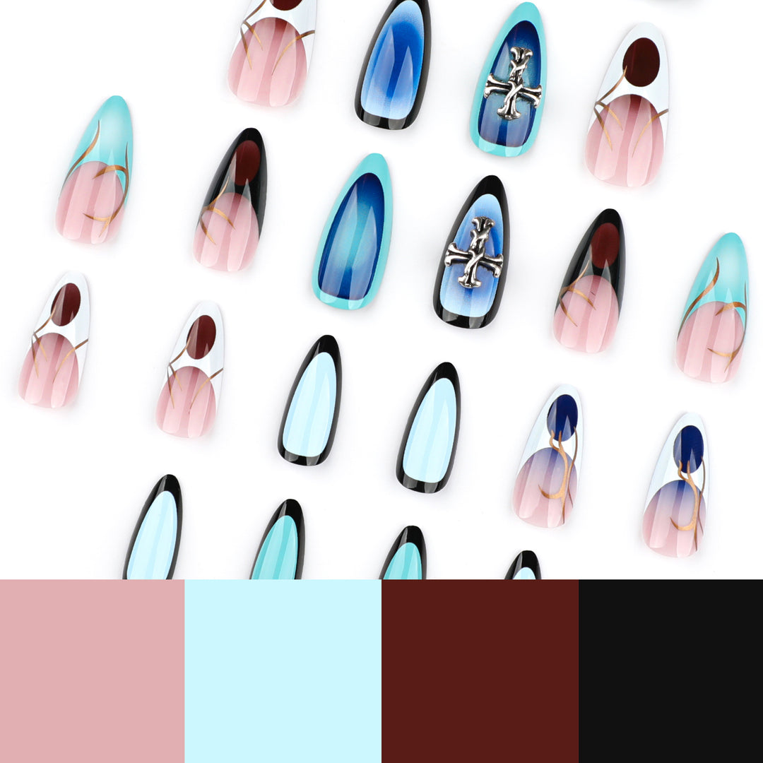 Artful stiletto nails with elegant design and 3D accents Stornfield