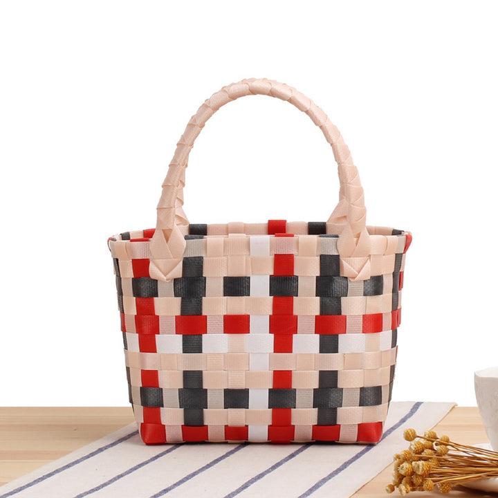 Handcrafted Tote Bag in Modern Check Pattern Stornfield