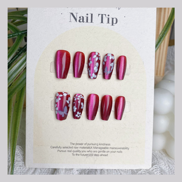 Artistic Floral Press-On Nail Tips
