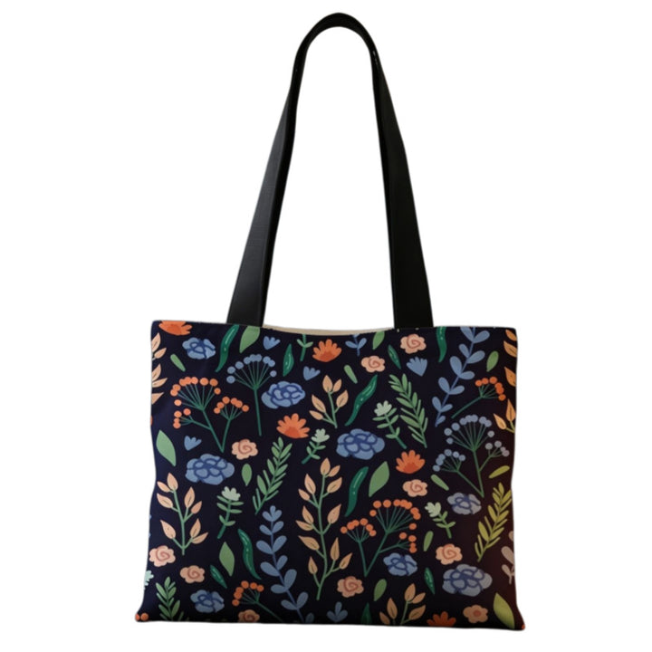 Artistic Floral Print Canvas Tote Bag
