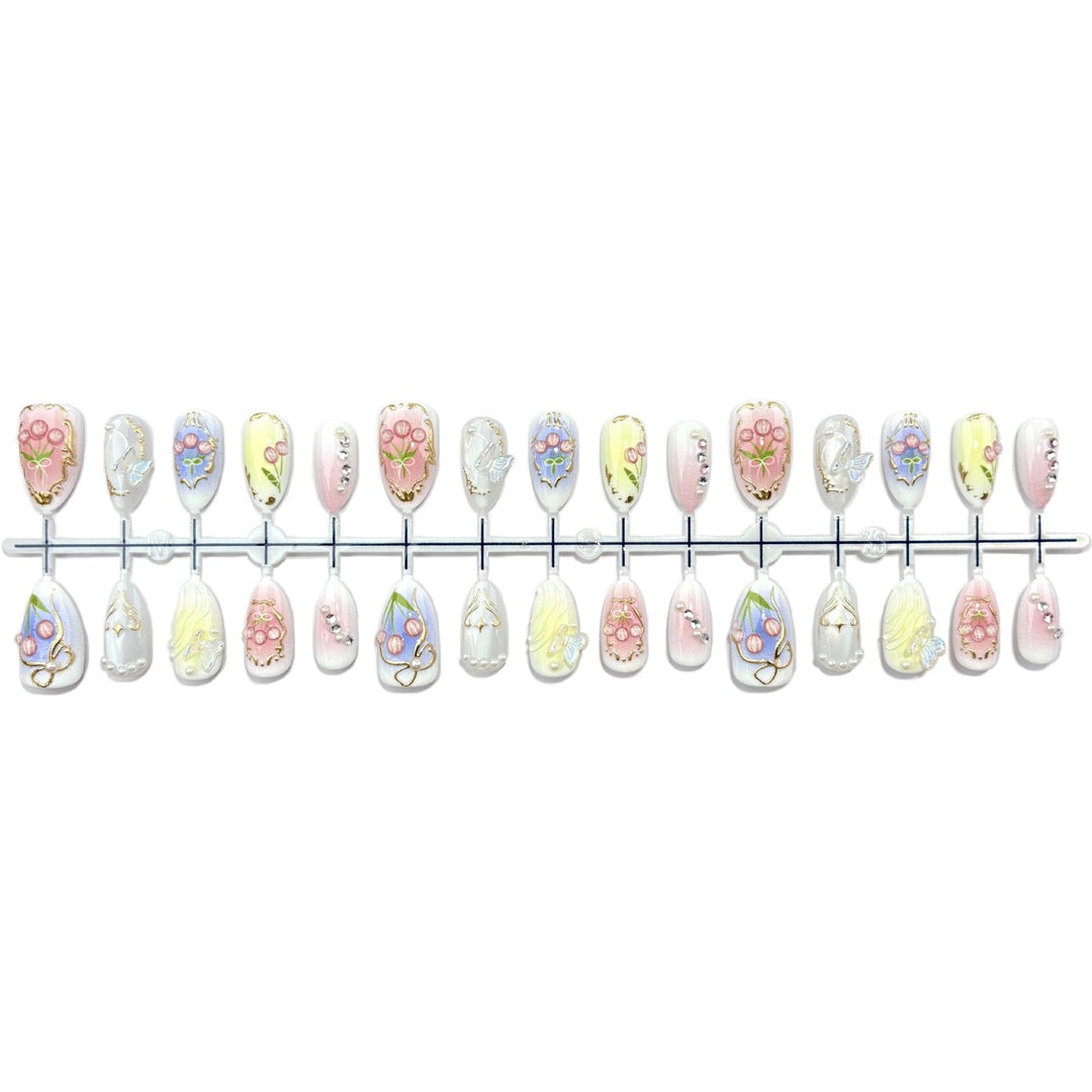 Artistic Floral Nail Design Press-On Set 1790745747