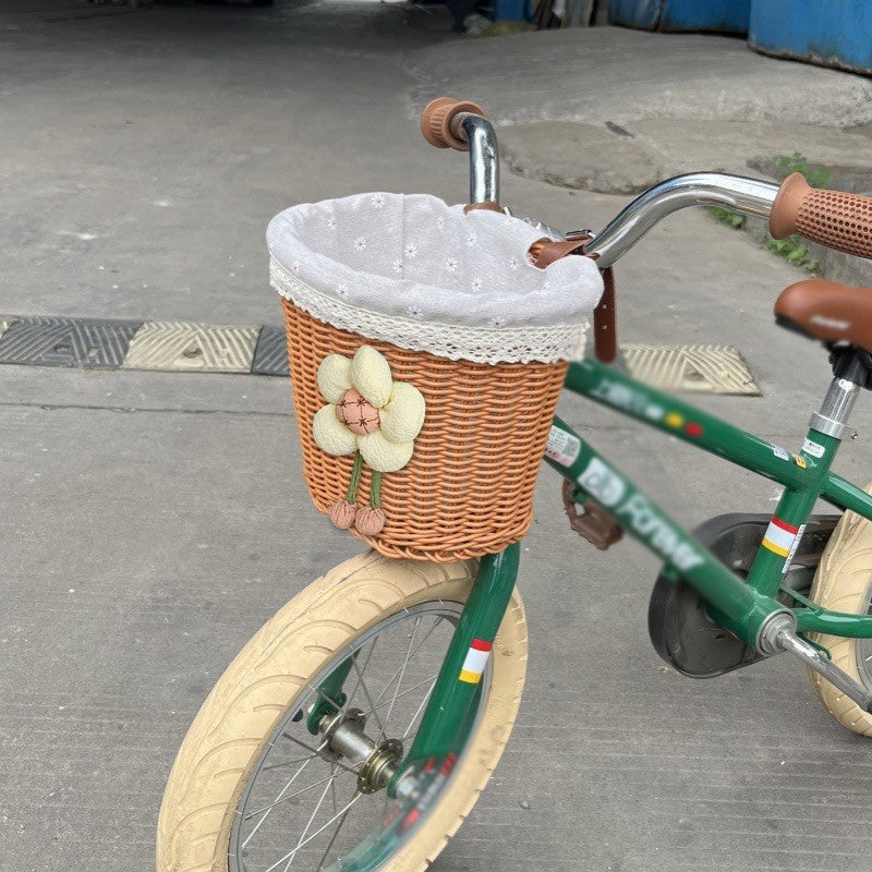 Floral-Embellished Bicycle Basket Stornfield