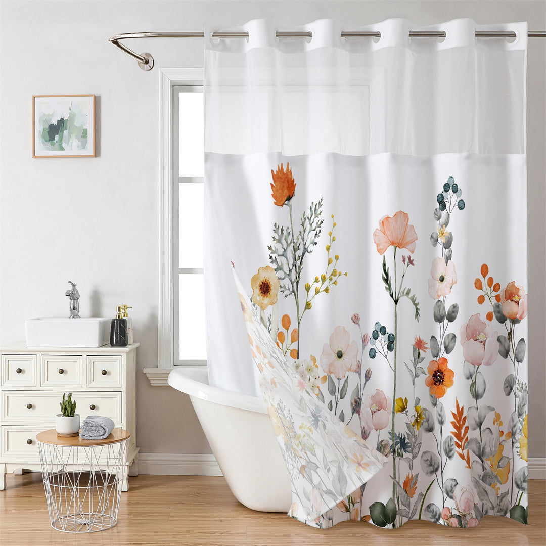Tropical Leaf Print Shower Curtain Stornfield