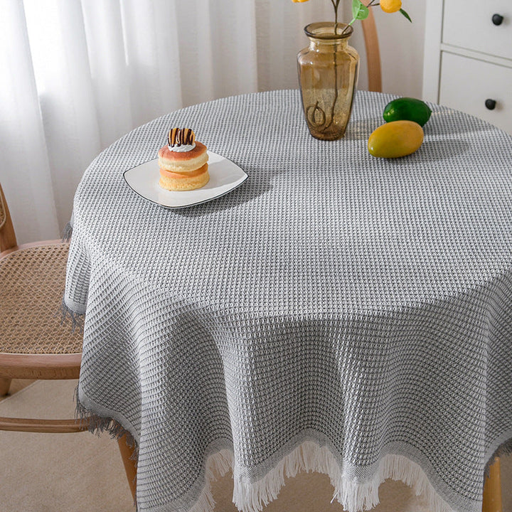 Stornfield | Modern Waffle Tablecloth, Knitted Lace Fabric Coffee Cloth, Round Tablecloth, Rectangular Tablecloth