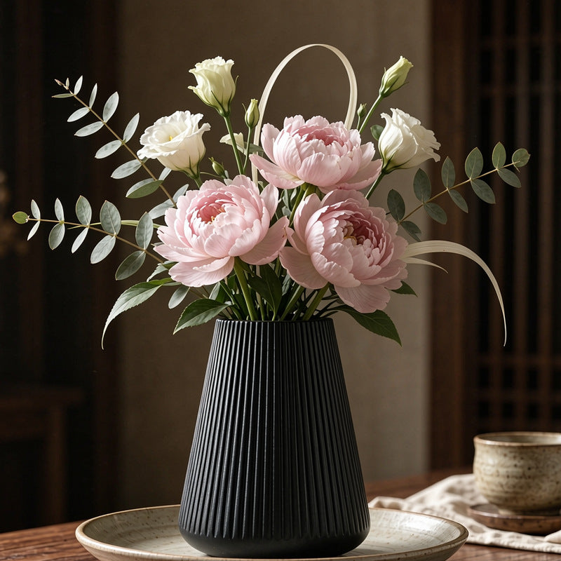 Modern Vertical Ribbed Ceramic Vase Stornfeild