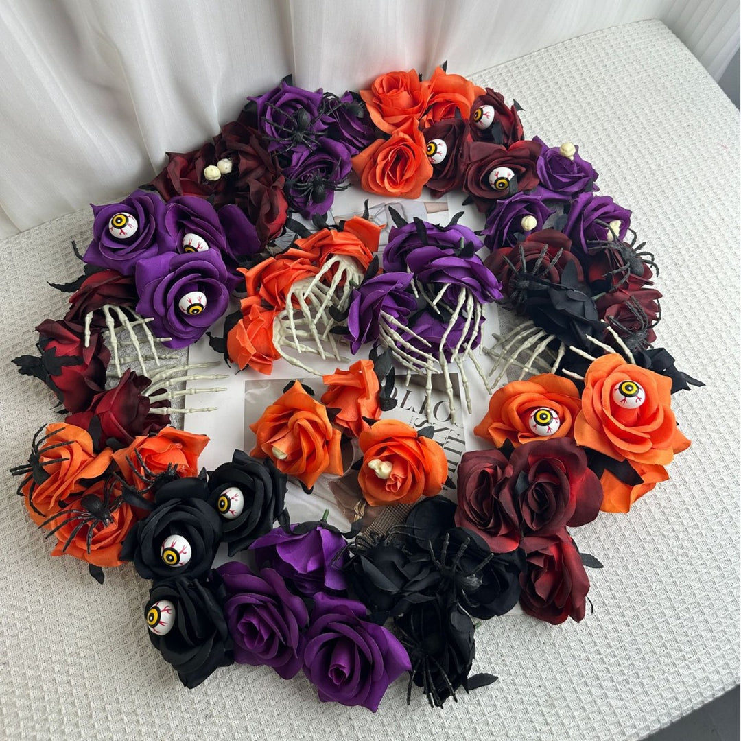 Set of delicate fabric rose hair clips for bridal and festive hairstyles