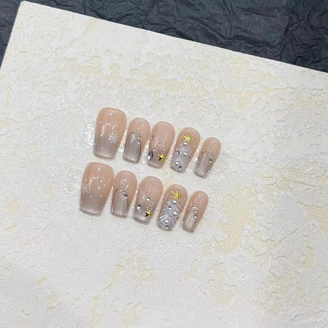 Elegant Press-On Nail Art Kit with Decorative Gem Accents Stornfield