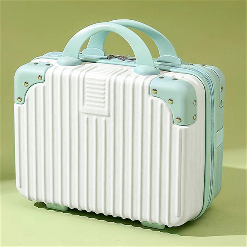 structured hard-shell vanity travel case with faux-leather corner reinforcements and dual top handles Stornfield