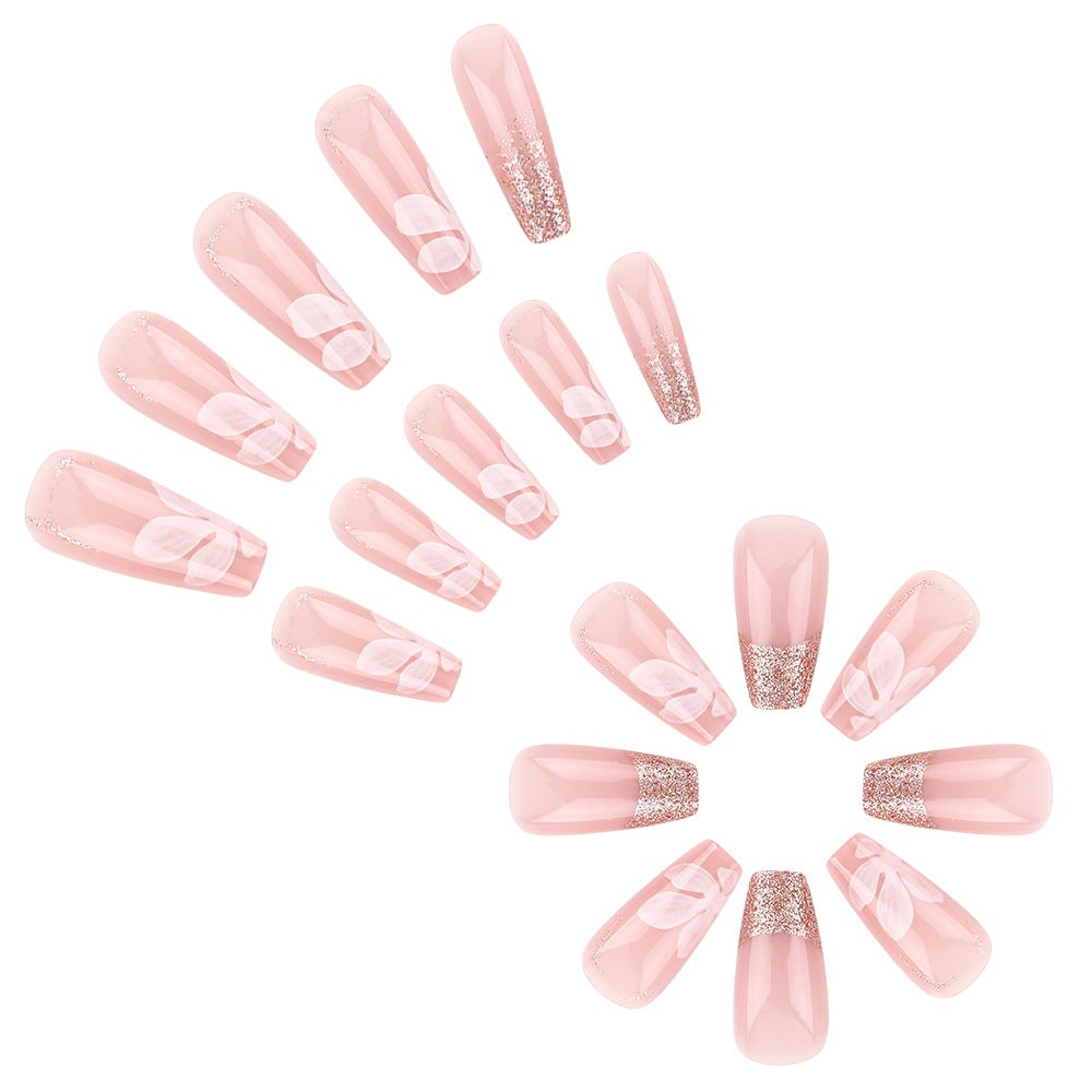 Glittery Elegant Floral Press-On Nails Stornfield