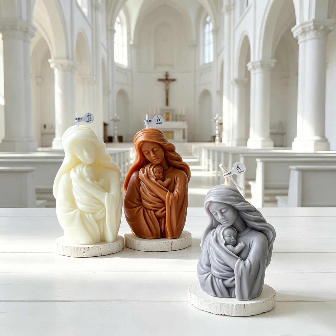 Sculpted Virgin Mary Candle Holder