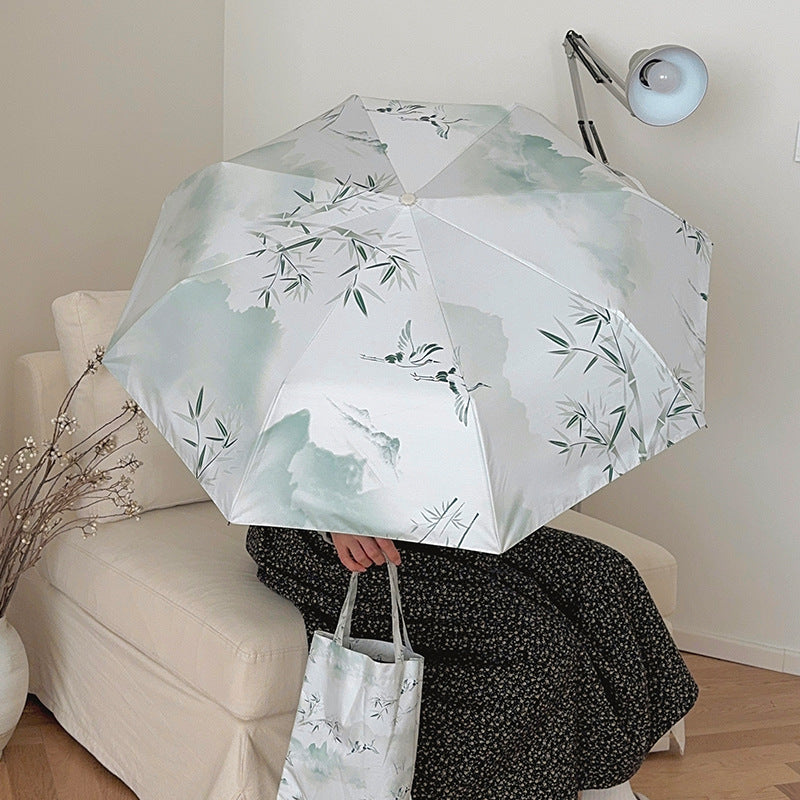Women's shopping bag with integrated foldable umbrella Stornfield