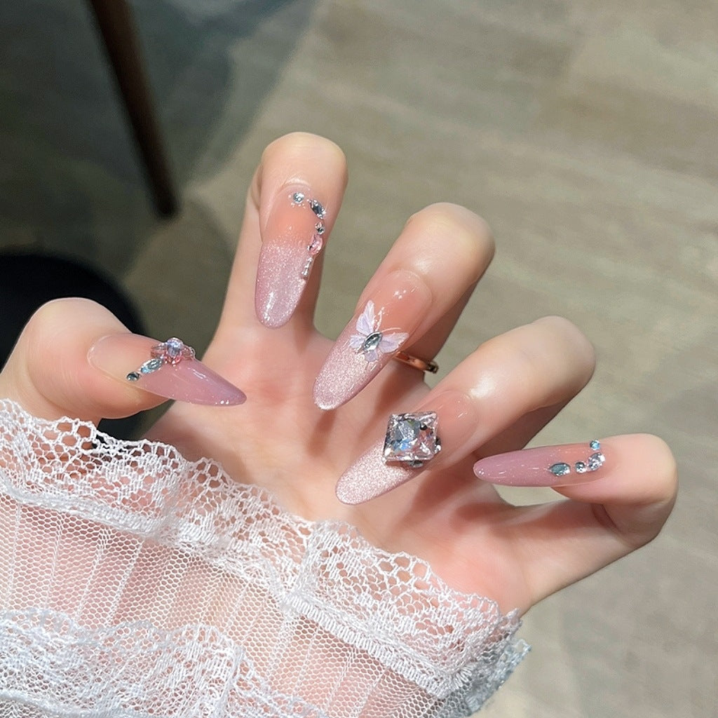 Elegant Crystal-Embellished Press-On Nails Stornfield