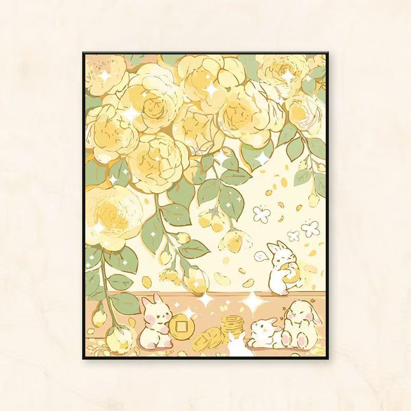 Whimsical Floral and Animal-Themed Canvas Art Print Stornfield